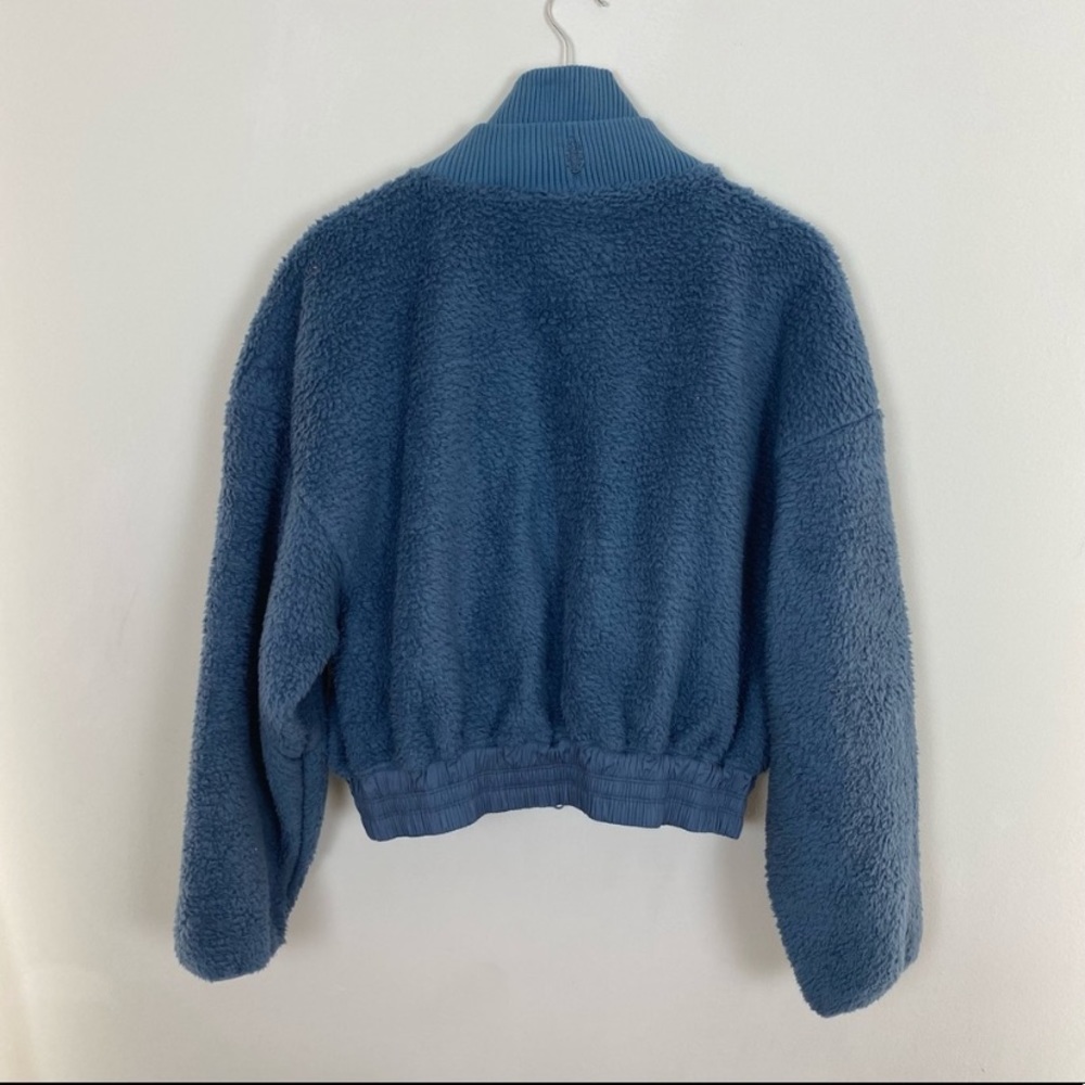 NEW Free People Movement Gear Up Fleece Sherpa Jacket Zip Front Large Blue - Picture 10 of 10